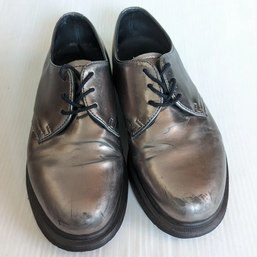 DOC MARTENS 14576 silver metallic oxford loafers Creepers size 7